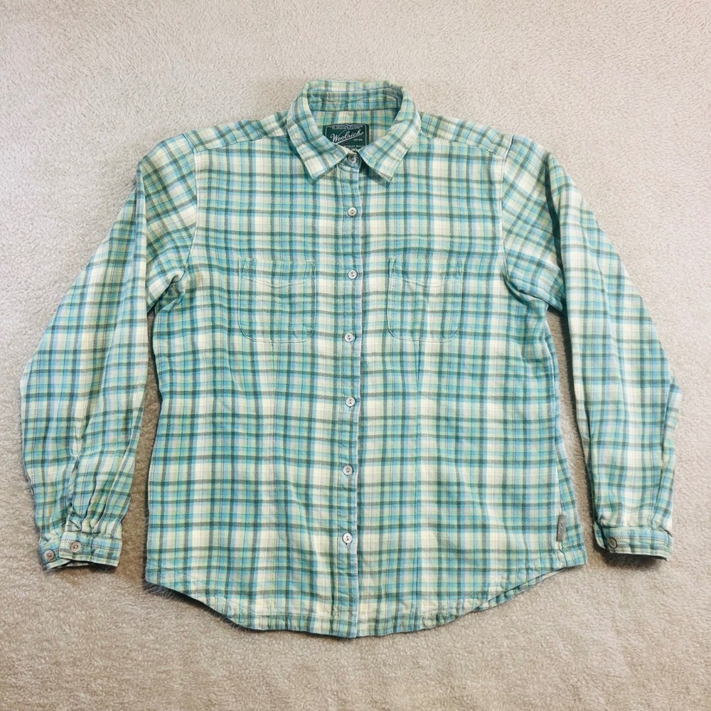 Woolrich Plaid Flannel Button Up Shirt Womens Medium Long Sleeve Outdoor Casual
